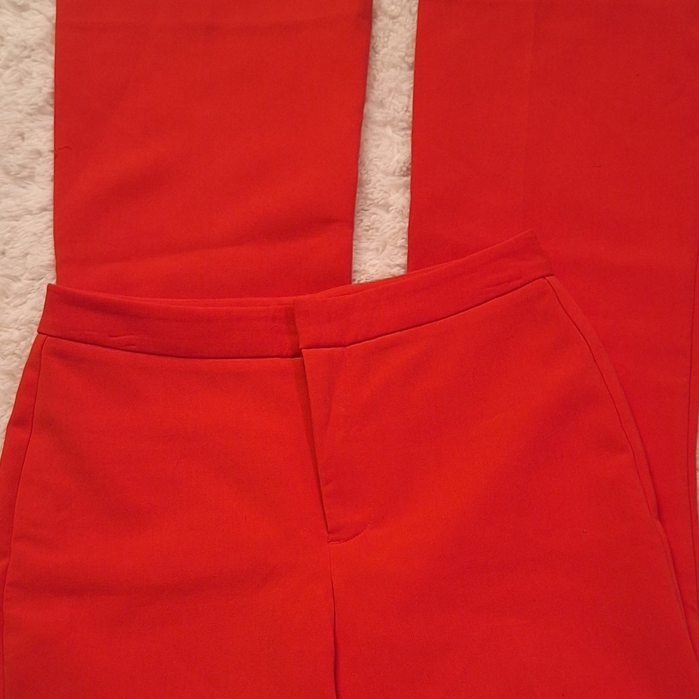 Orange Nine West Kick Flare Dress Pants Size 2 - Picture 4 of 10